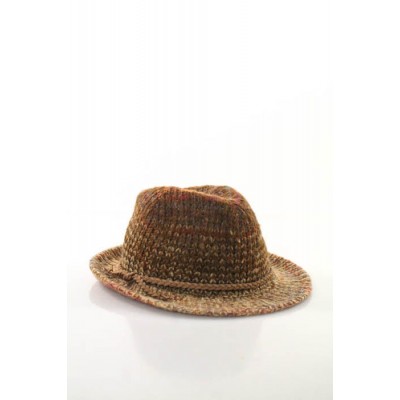 Madison 88 Brown Ribbed Knit Braided Band Fedora Hat  eb-49111279